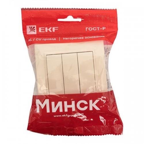 Выключатель 3-кл. СП Минск 10А IP20 беж. EKF ERV10-024-20