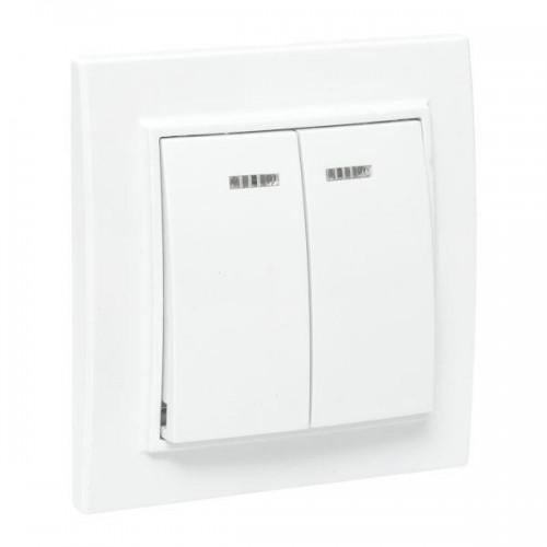 Выключатель 2-кл. СП Минск 10А IP20 с индикатором бел. Basic EKF ERV10-123-10