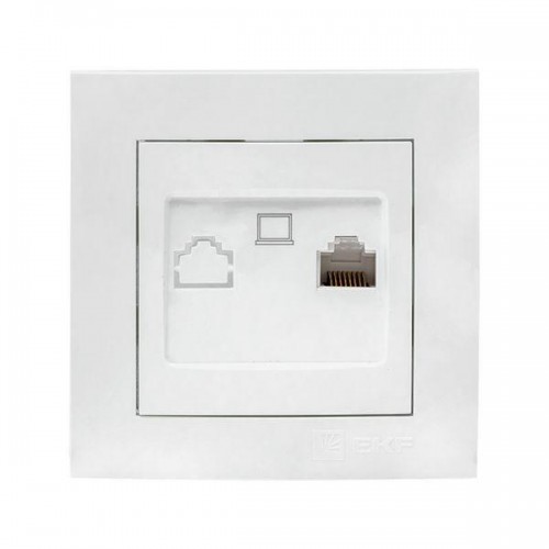 Розетка компьютерная 1-м СП Валенсия RJ45 бел. PROxima EKF EWK01-035-10