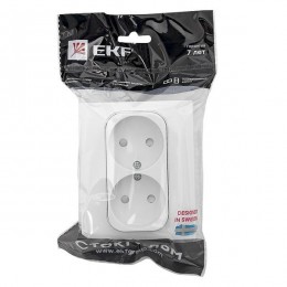 Розетка 2-м СП Стокгольм 10А IP20 без заземл. защ. шторки бел. PROxima EKF EXR10-102-10