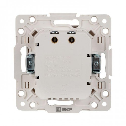 Розетка USB 2-м Стокгольм тип A+C механизм бел. PROxima EKF EYR-2USB-type-C