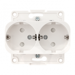 Розетка 2-м СП Стокгольм 16А IP20 с заземл. защ. шторки механизм бел. PROxima EKF EYR16-128-10