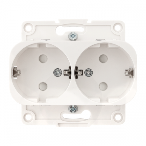 Розетка 2-м СП Стокгольм 16А IP20 с заземл. защ. шторки механизм бел. PROxima EKF EYR16-128-10