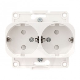 Розетка 2-м СП Стокгольм 16А IP20 с заземл. защ. шторки механизм бел. PROxima EKF EYR16-128-10