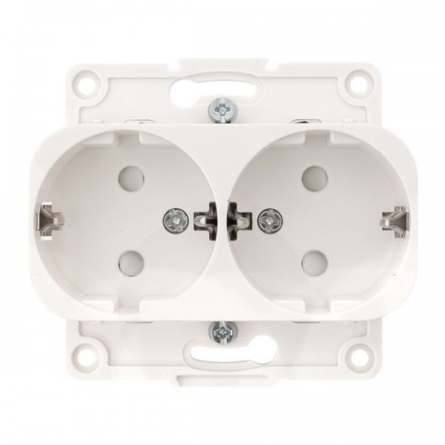 Розетка 2-м СП Стокгольм 16А IP20 с заземл. защ. шторки механизм бел. PROxima EKF EYR16-128-10
