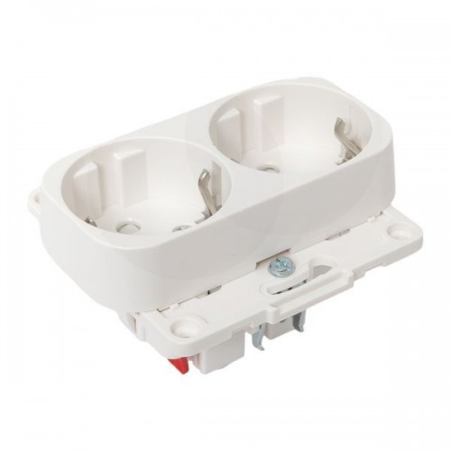 Розетка 2-м СП Стокгольм 16А IP20 с заземл. защ. шторки механизм бел. PROxima EKF EYR16-128-10