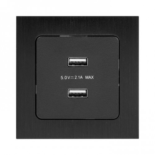 Розетка USB 2-м Стокгольм 2.1А механизм черн. PROxima EKF EZR16-028-10-2USB