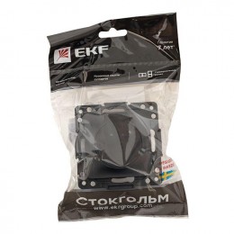 Розетка 1-м СП Стокгольм 16А IP44 с заземл. защ. шторки с крышкой механизм черн. PROxima EKF EZR16-028-10-44