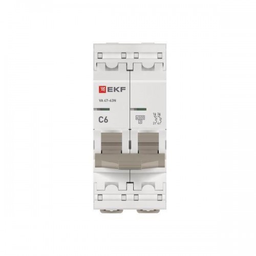 Выключатель автоматический 2п C 6А 4.5кА ВА 47-63N PROxima EKF M634206C