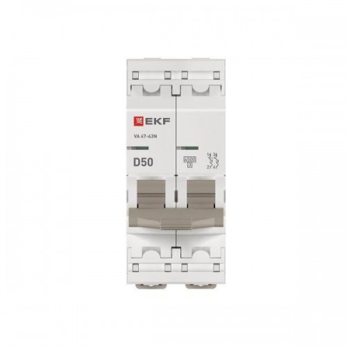 Выключатель автоматический 2п D 50А 4.5кА ВА 47-63N PROxima EKF M634250D