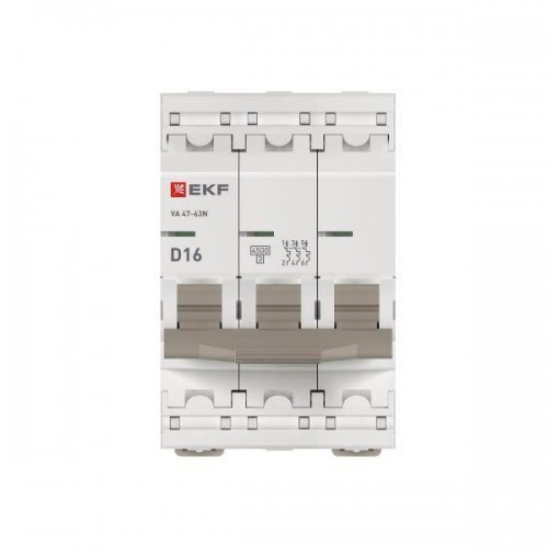 Выключатель автоматический 3п D 16А 4.5кА ВА 47-63N PROxima EKF M634316D