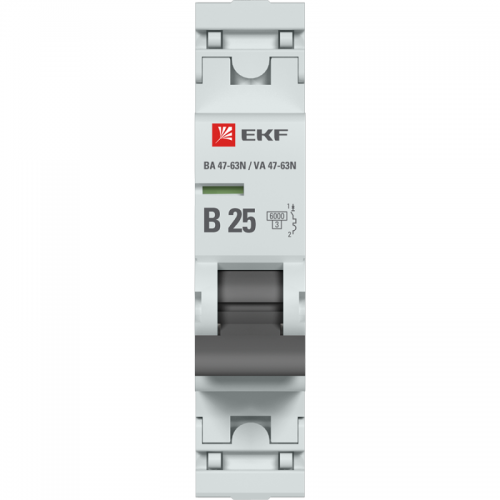 Выключатель автоматический модульный 1п B 25А 6кА ВА 47-63N PROxima EKF M636125B