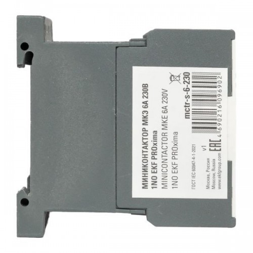Мини-контактор МКЭ 6А кат. 230В AC 1НО PROxima EKF Mctr-s-6-230