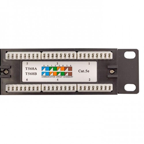 Патч-панель TERACOM 19дюйм кат.5E 1U неэкранированная UTP 24 порта RJ-45 110 IDC EKF TRC-PPNL-5EUTP-1U24