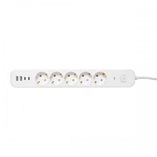 Удлинитель 5х3м IP20 2USB 2.4А+2type-C LUX 1.5кв.мм EKF UBA-LUX-503-TC