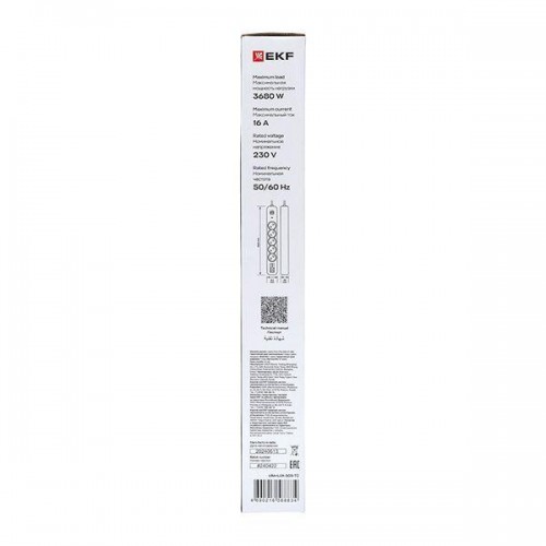 Удлинитель 5х5м IP20 2USB 2.4А+2type-C LUX 1.5кв.мм EKF UBA-LUX-505-TC