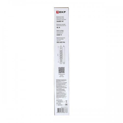 Удлинитель 5х1.5м IP20 2USB 2.4А+2type-C LUX 1.5кв.мм EKF UBA-LUX-515-TC