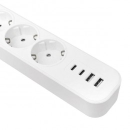 Удлинитель 5х1.5м IP20 2USB 2.4А+2type-C LUX 1.5кв.мм EKF UBA-LUX-515-TC