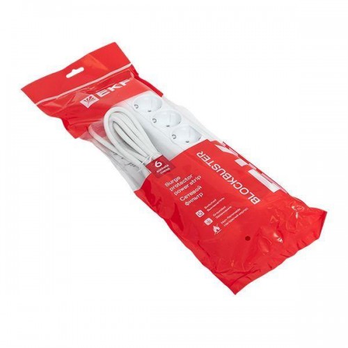 Удлинитель с сетевым фильтром 6х1.8м с заземл. 16А IP20 Блокбастер XL 3.2кВт ПВС 3х1 с выкл. PROxima EKF UFA16-310-6-018