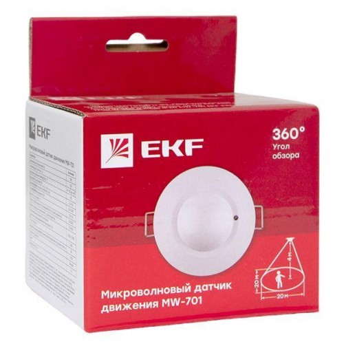 Датчик движения микроволновый MW-701 1200Вт 360град. до 20м IP20 бел. PROxima EKF dd-mw-701