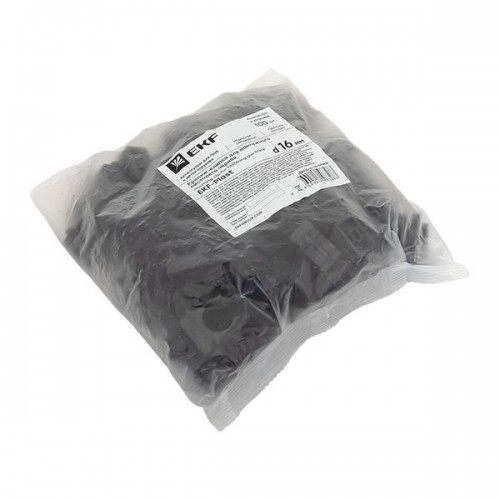 Держатель для труб (клипса) d16мм для монтажн. пистолета черн. (уп.100шт) Plast EKF derjp-z-16-black