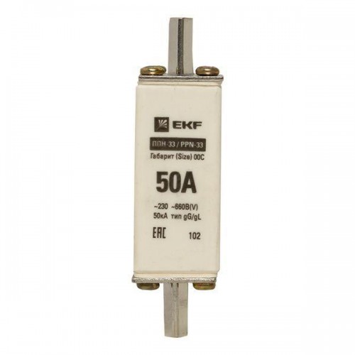 Вставка плавкая ППН-33 100/50А 50кА габарит 00C PROxima EKF fus-33/100/50