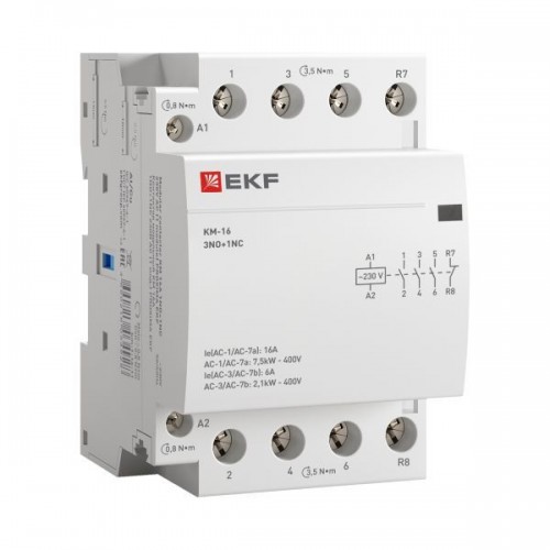 Контактор модульный КМ 16А 3NО+NC (3 мод.) EKF km-3-16-31