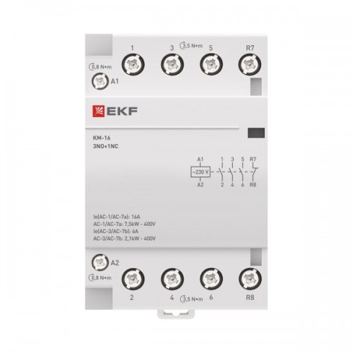 Контактор модульный КМ 16А 3NО+NC (3 мод.) EKF km-3-16-31