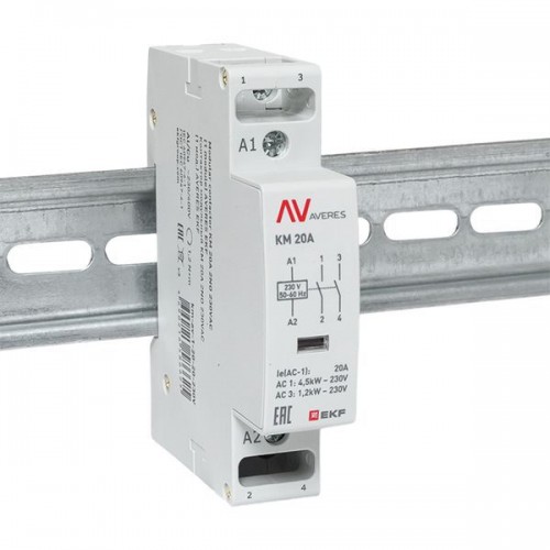 Контактор модульный КМ 20А 2NО 230В AC (1 мод.) AVERES EKF km-av-1-20-20-230V