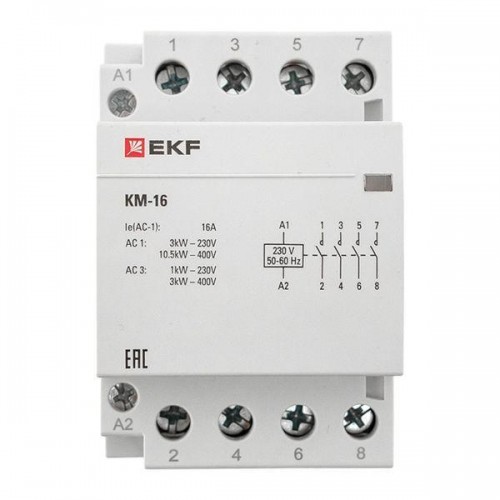 Контактор модульный КМ 16А 4NО (3 мод.) EKF km-3-16-40