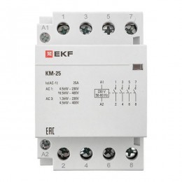 Контактор модульный КМ 25А 4NО (3 мод.) EKF km-3-25-40