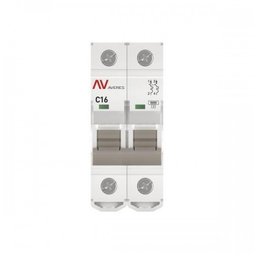 Выключатель автоматический модульный 2п C 16А 10кА AV-10 AVERES EKF mcb10-2-16C-av