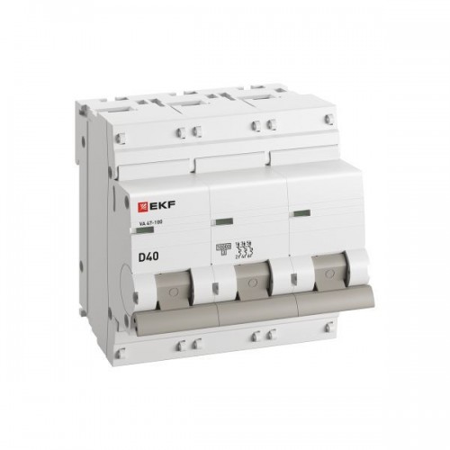 Выключатель автоматический модульный 3п D 40А 10кА ВА 47-100 PROxima EKF mcb47100-3-40D-pro