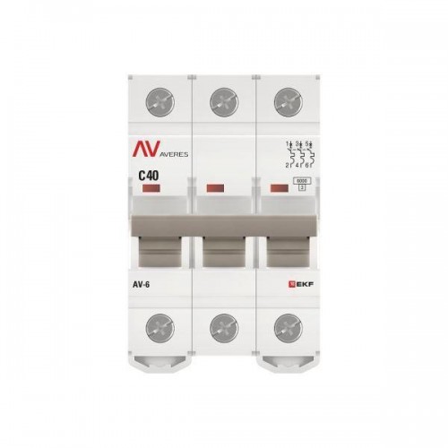 Выключатель автоматический модульный 3п C 40А 6кА AV-6 AVERES EKF mcb6-3-40C-av