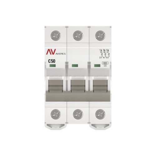 Выключатель автоматический модульный 3п C 50А 6кА AV-6 AVERES EKF mcb6-3-50C-av