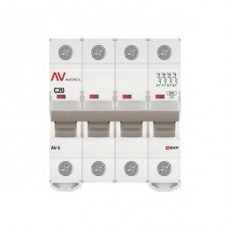 Выключатель автоматический модульный 4п C 20А 6кА AV-6 AVERES EKF mcb6-4-20C-av