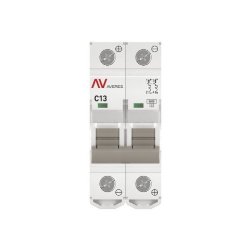 Выключатель автоматический модульный 2п C 13А 6кА AV-6 AVERES EKF mcb6-DC-2-13C-av