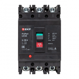 Выключатель автоматический 3п 80А 18кА LS125 ProPact EKF mccb-125-18-3-80-ls