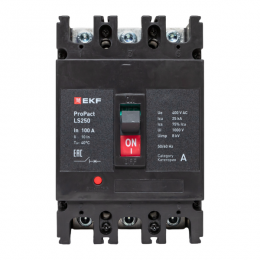 Выключатель автоматический 3п 100А 25кА LS250 ProPact EKF mccb-250-25-3-100-ls