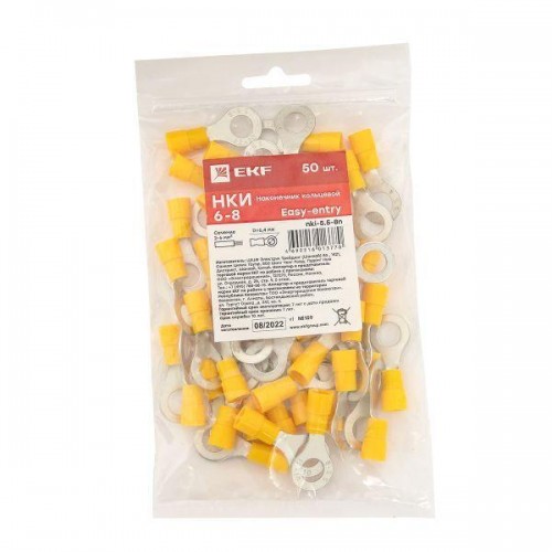 Наконечник кольц. изол. НКИ 6.0-8 (уп.50шт) EKF nki-5.5-8n