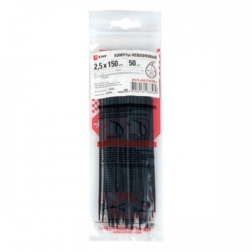 Хомут P6.6 2.5x150 FlexLock стандартный черн. (уп.50шт) PROxima EKF plc-fl-ctsb-2.5x150-r
