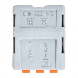 Клемма строительно-монтажная СМК 222-413 3-проводная 0.08-2.5кв.мм с рычагом (уп.100шт) PROxima EKF plc-smk-413