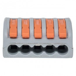 Клемма строительно-монтажная СМК 222-415 с рычагом 5 отверстий (блист.20шт) PROxima EKF plc-smk-415b-20