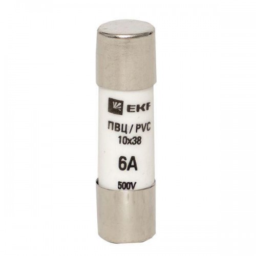 Вставка плавкая цилиндрическая ПВЦ 10х38 6А EKF pvc-10x38-6