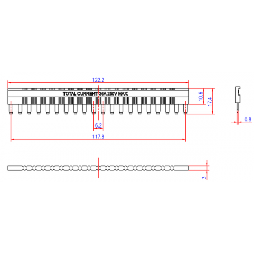 Шина соединительная для разъемов rms-23 20п 32А красн. AVERES EKF rms-23-busbar