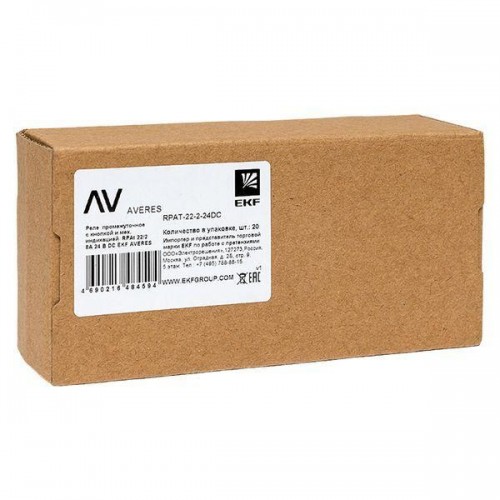 Реле промежуточное с кнопкой и мех. индикацией RPAt 22/2 8А 24В DC EKF rpat-22-2-24DC