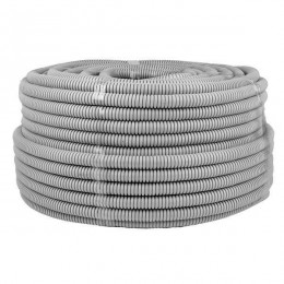 Труба гофрированная ПВХ d25мм с протяжкой сер. (уп.50м) Plast PROxima EKF tg-z-25