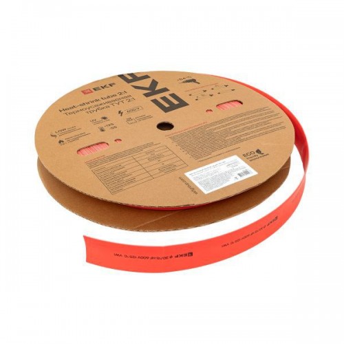 Трубка термоусадочная ТУТ нг 30/15 красн. (уп.50м) EKF tut-30-r