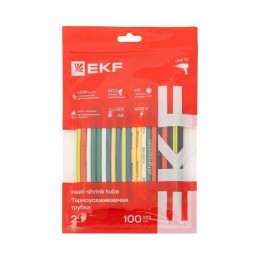 Набор трубок термоусадочных ТУТ нг тонкостен. 4/2 (7 цветов по 3шт 100мм) EKF tut-n-4