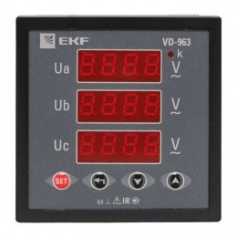 Вольтметр цифровой VD-963 на панель 96х96 трехфазный EKF vd-963